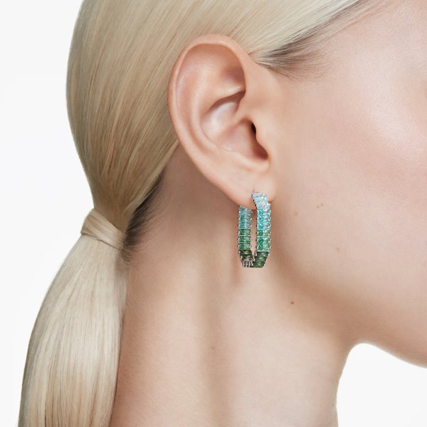 Swarovski Matrix nyolcszög ezüst színű fülbevaló zöld kristályokkal 5705787