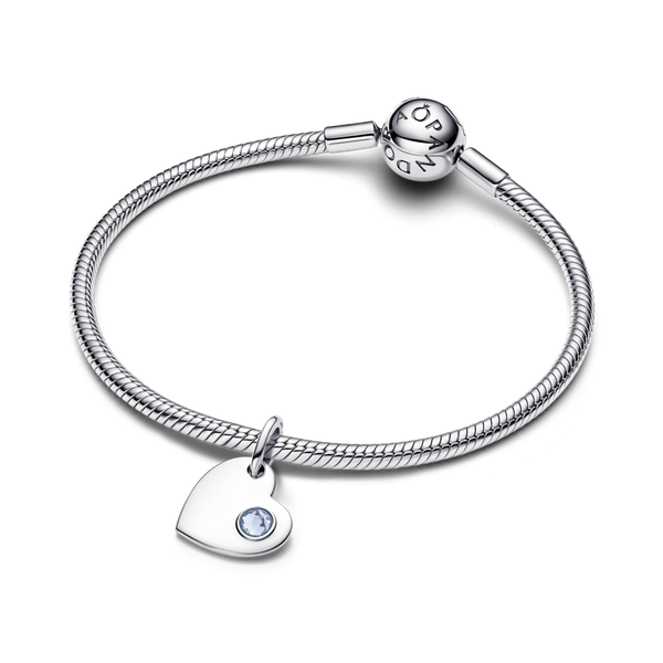 Pandora ékszer Gravírozható szív Március függő ezüst charm 794295C03