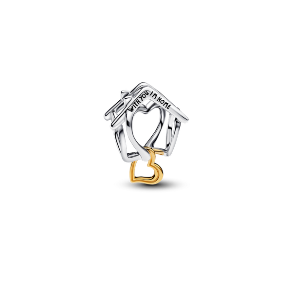 Pandora ékszer Házikó szívvel kéttónusú charm 764145C00
