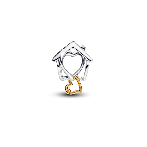 Pandora ékszer Házikó szívvel kéttónusú charm 764145C00
