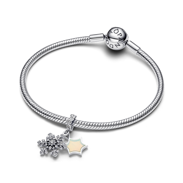 Pandora ékszer Hópehely dupla függő ezüst charm 794142C01