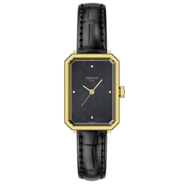 Tissot SRV Diamond fekete gyöngyház számlapos bőrszíjas női karóra T1601103612600