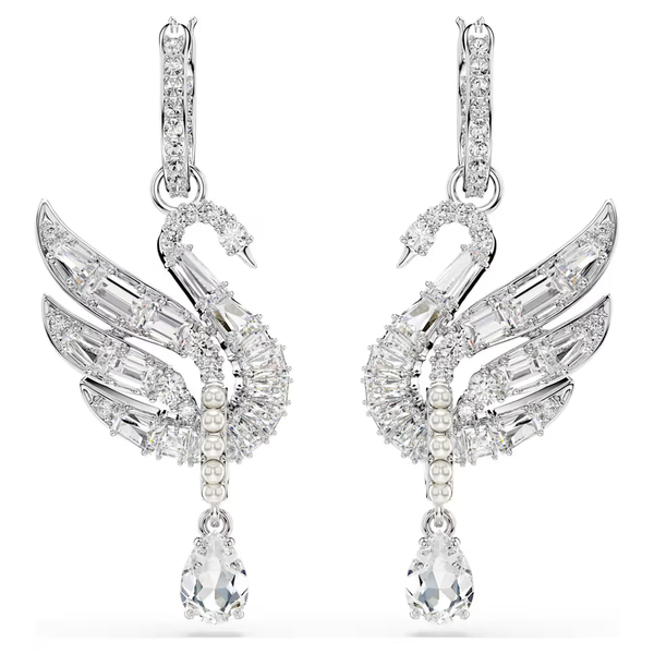 Swarovski Ezüst színű hattyú fülbevaló függő kristállyal 5723388