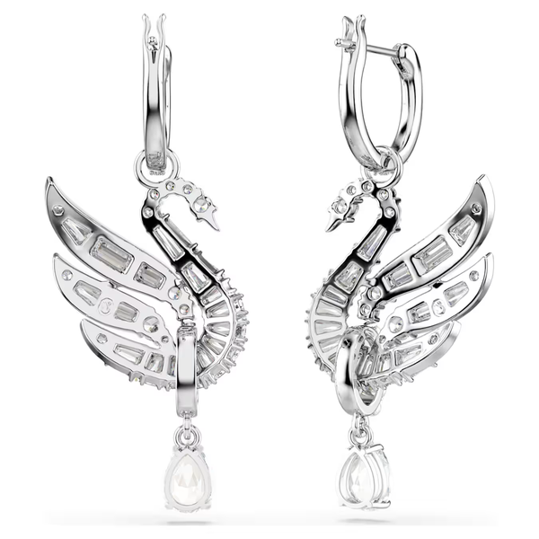 Swarovski Ezüst színű hattyú fülbevaló függő kristállyal 5723388