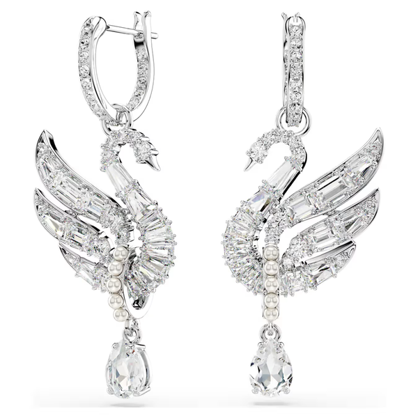 Swarovski Ezüst színű hattyú fülbevaló függő kristállyal 5723388
