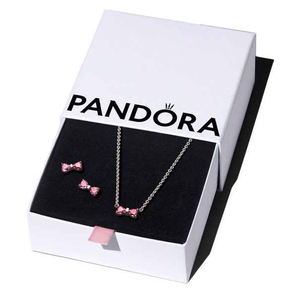 Pandora ékszer Rózsaszín masnis ezüst ékszer szett PSZ103