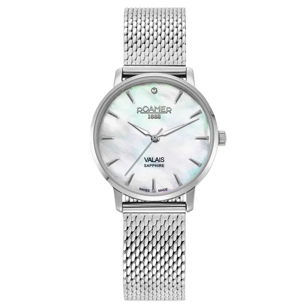 Roamer Valais gyöngyház számlapos ezüst színű női óra szett gyémánttal 989847412005