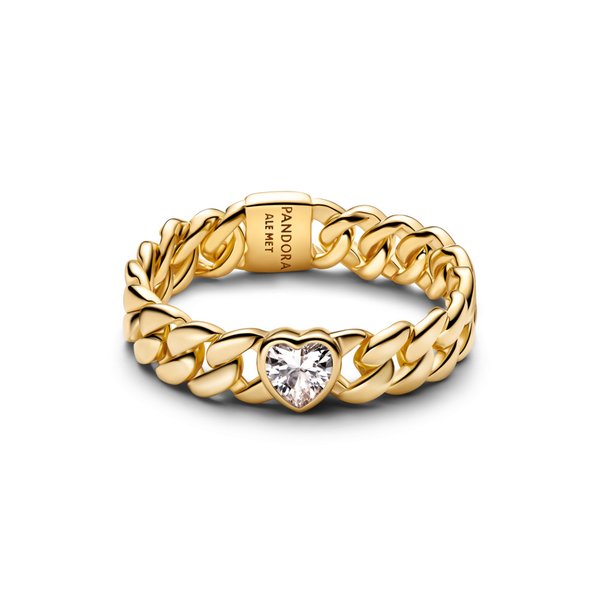 Pandora ékszer Kubai láncos shine gyűrű szívvel 