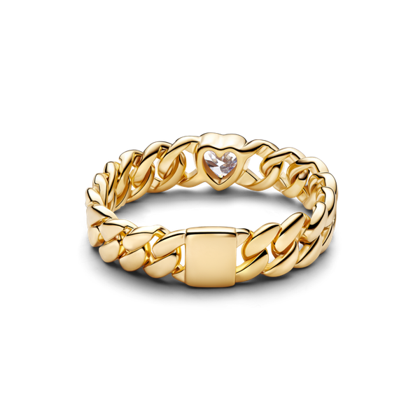 Pandora ékszer Kubai láncos shine gyűrű szívvel 