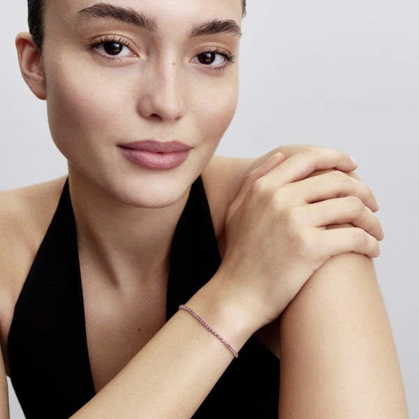 Pandora ékszer Szikrázó ezüst pávé rózsaszín tenisz karkötő 