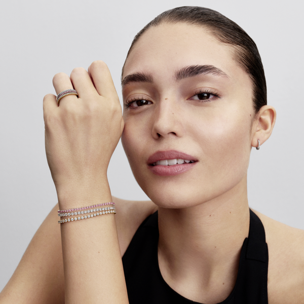 Pandora ékszer Szikrázó ezüst pávé rózsaszín tenisz karkötő 