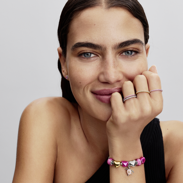 Pandora ékszer Szikrázó rózsaszín köves ezüst gyűrű 