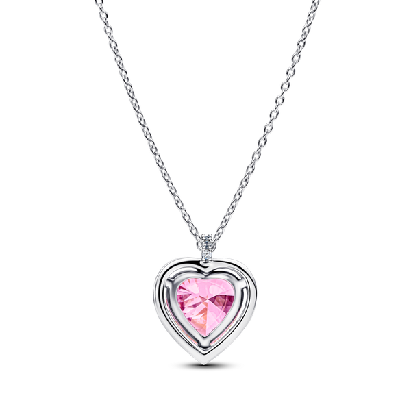 Pandora ékszer Rózsaszín glóriás szív ezüst nyakláncon 394414C01-45