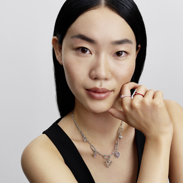 Pandora ékszer Sugárzó rózsaszín szív ezüst függő charm 794409C01