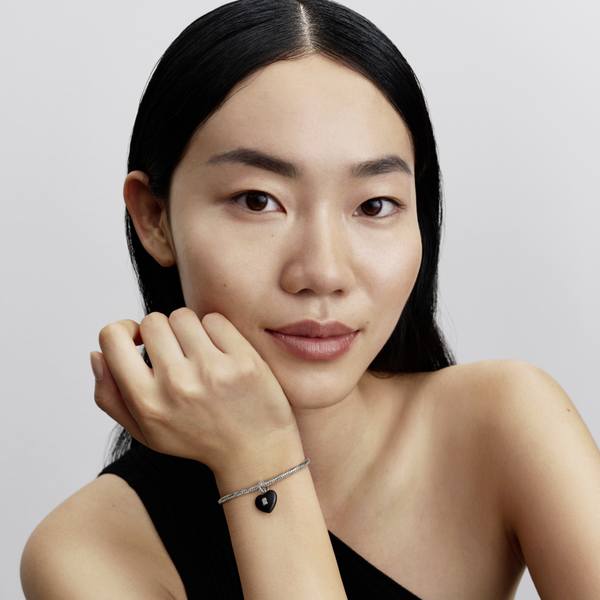 Pandora ékszer Fekete kerámia szív ezüst charm 794424C02