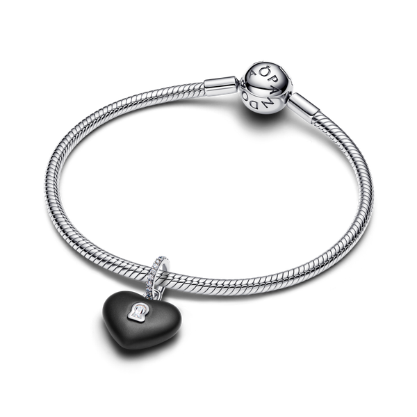 Pandora ékszer Fekete kerámia szív ezüst charm 794424C02