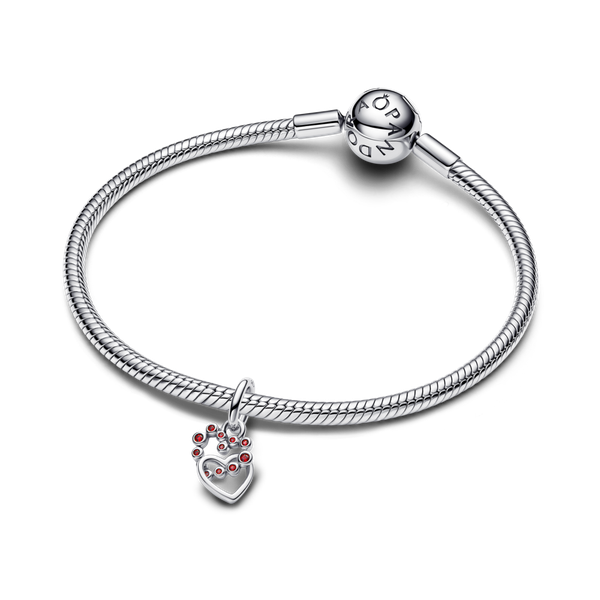 Pandora ékszer Összekapcsolt szívek ezüst charm piros kristállyal 794435C01