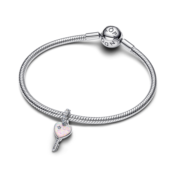Pandora ékszer Opálos szív kulcs ezüst charm 794427C01