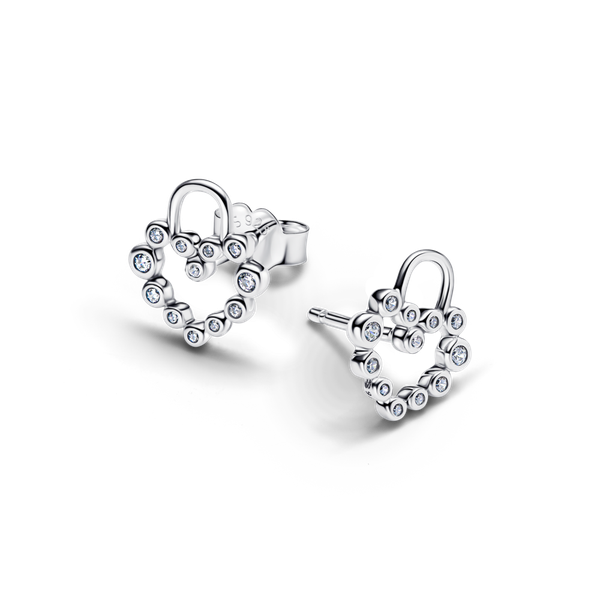 Pandora ékszer Szikrázó szív lakat ezüst fülbevaló 294419C01
