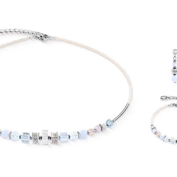 Coeur de Lion Wave cube kék-ezüst nyaklánc 3023/10-1039