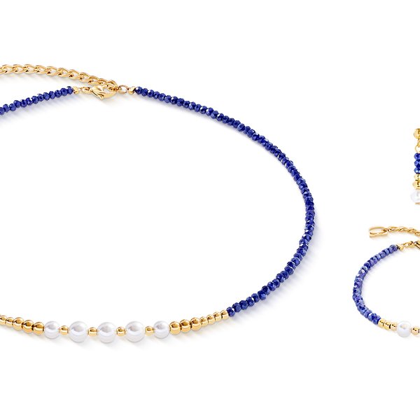 Coeur de Lion Cosmic pearl kék-arany karkötő 4258/30-0700