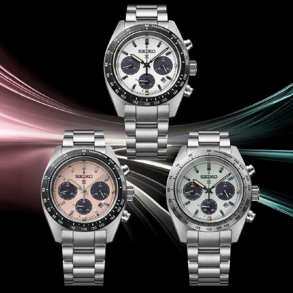 Seiko  Prospex Speedtimer 'Youngtimer' rózsaszín számlapos solar férfi karóra SSC963P1 