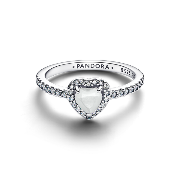Pandora ékszer Fehér kiemelt szív ezüst gyűrű 