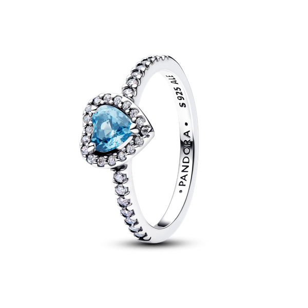 Pandora ékszer Halvány kék kiemelt szív ezüst gyűrű 