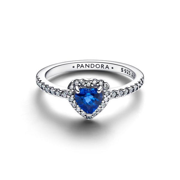 Pandora ékszer Sötétkék kiemelt szív ezüst gyűrű 