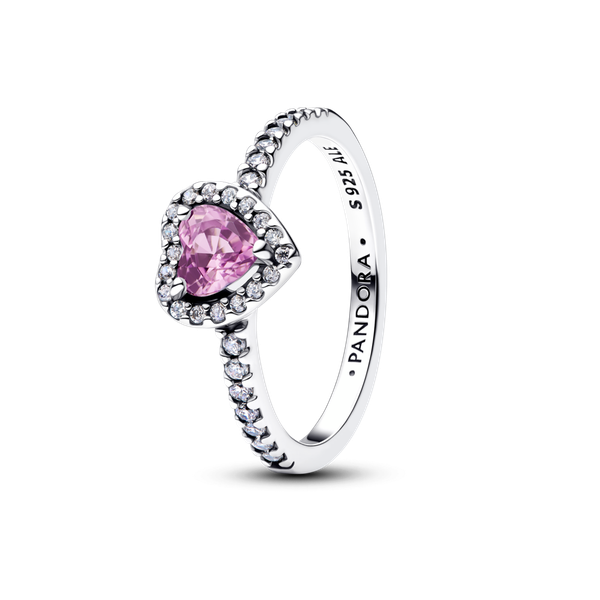 Pandora ékszer Halvány lila kiemelt szív ezüst gyűrű 