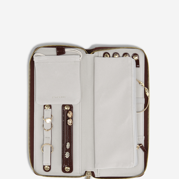 Stackers Bordó lakk patentos utazó ékszertartó 76768