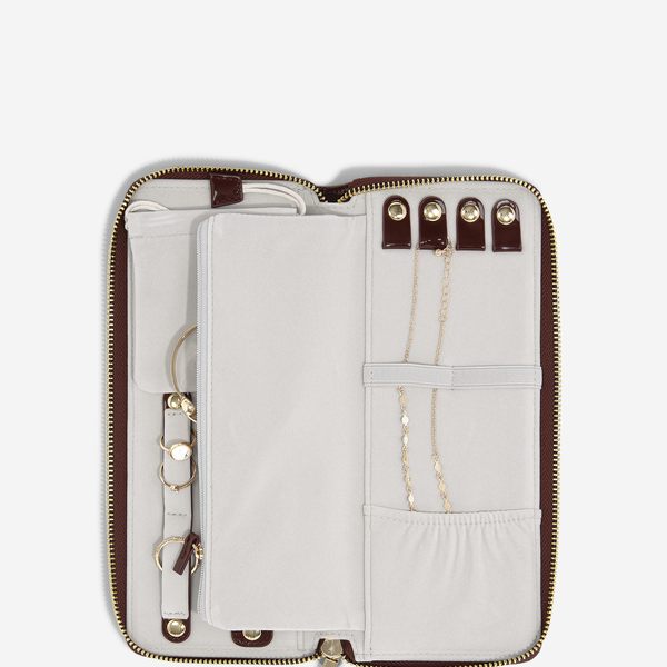 Stackers Bordó lakk patentos utazó ékszertartó 76768