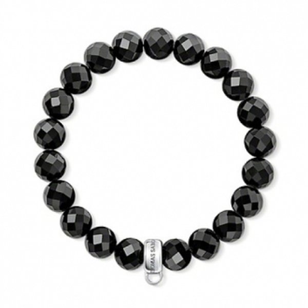 Thomas Sabo Ezüst obszidián gumis karkötő 2 X0190-023-11