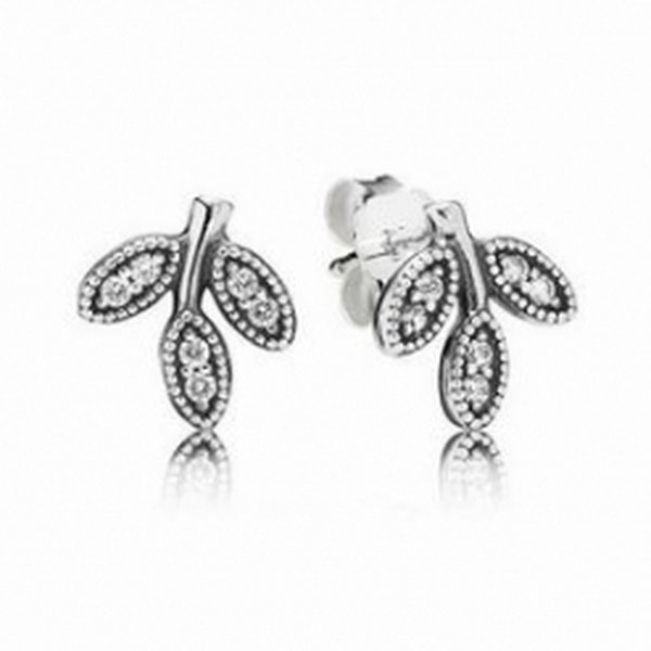 Pandora ékszer Levél ezüst fülbevaló cirkóniával 290564CZ