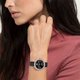 Swarovski Crystal Frost rozé fekete bőr szíjas óra 5484058