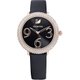 Swarovski Crystal Frost rozé fekete bőr szíjas óra 5484058