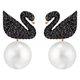 Swarovski Rozé fülbevaló gyönggyel fekete swarovski hattyúval 5193949