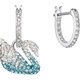 Swarovski Ikonikus hattyú fülbevaló fehér kék swarovski kristályokkal 5512577