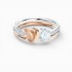 Swarovski Bicolor gyűrű szívvel és swarovski kristállyal 