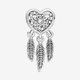 Pandora ékszer Áttört szív és tollak álomfogó ezüst charm charm 799107C00