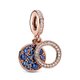 Pandora ékszer Rozé függő charm kék kövekkel 789186C01