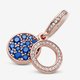 Pandora ékszer Rozé függő charm kék kövekkel 789186C01