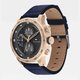 Tommy Hilfiger Trent sötétkék bőrszíjas férfi óra rozé színű tokkal 1791808