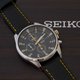 Seiko Fekete bőr szíjas kronográf férfi óra SNDC89P2