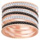Swarovski Lollypop rozé gyűrű fekete fehér kristályokkal 