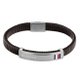 Tommy Hilfiger Barna bőr férfi karkötő ezüst színű lappal 2790348