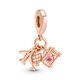 Pandora ékszer Repülő földgömb és bőrönd rozé charm 789435C01