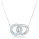 Swarovski Stone dupla karika ezüst színű nyaklánc kék kristállyal 5642883