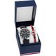 Tommy Hilfiger Férfi fekete szilikon szíjas óra és szövet karkötő szett 2770139