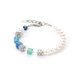 Coeur de Lion GeoCUBE aqua kék tenyészett gyöngy ásványokkal ezüst karkötő 5086/30-0737